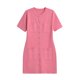 thumbnail image 3 of HH TRAF Vestido mini elegante para mujer, liso, cuello redondo, manga corta, múltiples bolsillos, decorado, un solo pecho, vestido de verano para mujer a la moda, 3 of 5