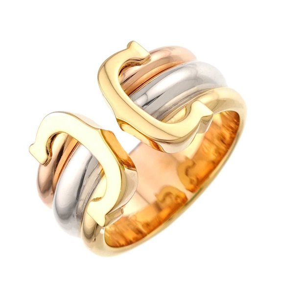 Pre-Owned Cartier C2 #48 Ring, 18K Yellow Gold, White Pink Three-Color, 750 2C Ring