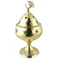 thumbnail image 2 of 6" Diwali Brass Om and Swastik Akhand Diya Deepak Oil lamp & Pooja Jyot Wick, 2 of 4