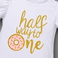 thumbnail image 4 of IBTOM CASTLE Baby Girls Donut One Half 1st/2nd Birthday Outfit Sweet Romper Tutu Dress Leggings Princess Skirt Clothes Set 6 Months Donut Gold-half way to one, 4 of 8
