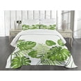 thumbnail image 3 of Ambesonne Leaf Quilted Bedspread Set 3 Pcs, Foliage Swirls Botanic, Queen Size, Pale Green, 3 of 5