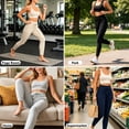 thumbnail image 2 of Drawstring Waist Yoga Pants with Side Pockets, High Waisted Tummy Control Leggings, 4-Way Stretch Workout Tights for Women, Casual Gym Fitness Gifts | CSEONE,Navy XL, 2 of 9