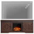 thumbnail image 2 of WAMPAT 75" Fireplace TV Stand,Farmhouse Wooden Entertainment Center with 18" Fireplace, Modern Sliding Barn Door and Storage Shelves for Living Room,Rustic Brown, 2 of 7