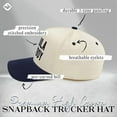thumbnail image 3 of Funky Junque Trucker Hat – Vintage Snapback Baseball Cap with Embroidered Design - Tequila Cowboy - Navy/Beige, 3 of 6