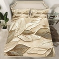 thumbnail image 2 of jejeloiu Gold Leaves Leaf Queen Sheet Sets,Modern Aesthetic Art Flat Sheet,Rustic Farmhouse Lodge Queen Fitted Sheet,Lightweight Room Decor,4-Piece, 2 of 7