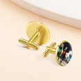 thumbnail image 7 of PhooArto Men's Classic Stainless Steel, Running Horses Oil Painting Cufflinks Business Wedding Shirts, Golden, 7 of 7