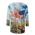thumbnail image 4 of Yourumao Independence Day 3/4 Sleeve Tops for Women American Flag Crew Neck T Shirts Plus Size Loose Casual Graphic Tees for Celebration, 4 of 5