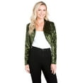 thumbnail image 3 of Fashion Secrets Women's Collarless Velvet Velour Bolero Shrug Cardigan (X-Large, Olive Green), 3 of 5