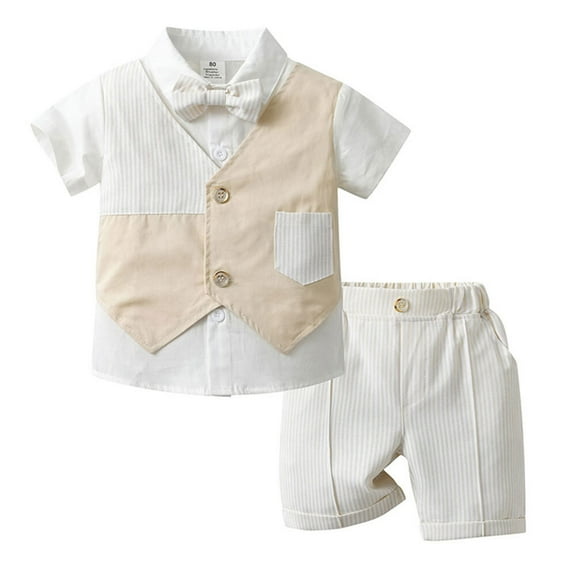 3PC Baby Boys Gentleman Outfits Suits Wedding Birthday Outfits Shirts & Vest & Pants