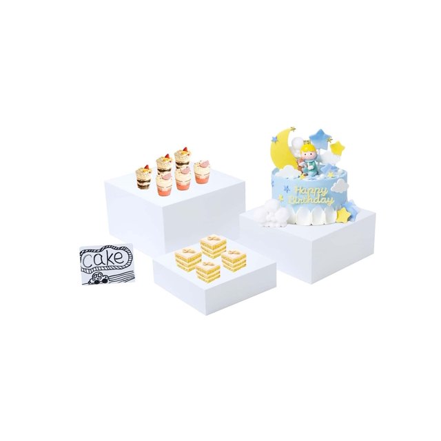 Buffet Risers Yienopoke, 3 cajas cúbicas acrílicas anidadas, blancas