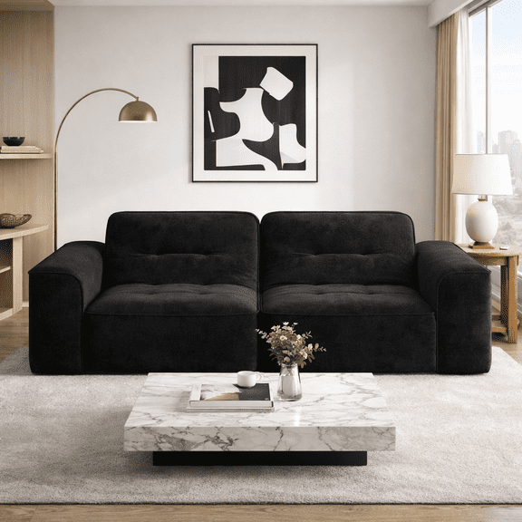 83.6" Modular Sectional 3-Seater Sofa with Tufted Design,Modern Sparkling Chenille Sofa,Deep Seat Couch for Living Room,Apartment, Office,Studio