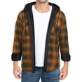 thumbnail image 4 of GIRUNS Men's Plaid Shirts Jacket Fleece Flannel Lined Long Sleeve Shirts Sherpa Button Down Coat With Hood Black Orange XL, 4 of 9
