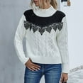 thumbnail image 2 of Fesfesfes Women Sweaters Casual Solid Color High Neck Lace Fashion Long Sleeve Sweater Clothes Sale, 2 of 9
