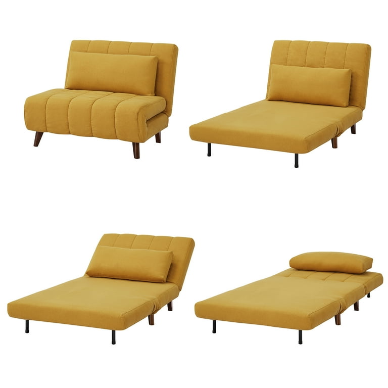 A D Home Springfield Polyester Convertible Futon Chair Yellow