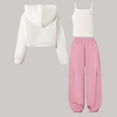 thumbnail image 6 of Dakiuu Girls Letter Graphic 3 Pieces Outfits Spring Winter Clothes Fashion Whiter Camisoles Workout Hoodies Crop Top and Jogger Sweatpants Set Red 11-12 Years (12Y), 6 of 6