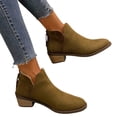 thumbnail image 2 of NOKIO Women's Low Heel Boots For Women Ankle Boots Zipper Back Ankle Boots Women's Ankle Boots Round Toe Suede Western Short Booties Chunky Heel Side Zipper Boots, 2 of 6