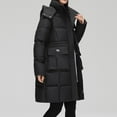 thumbnail image 4 of TFEOQRY Women's Winter Hooded Cotton Padded Coats Casual Fashion Solid Color Parkas with Pockets Zippered Reversible Long Cotton Coat Black, 4 of 6