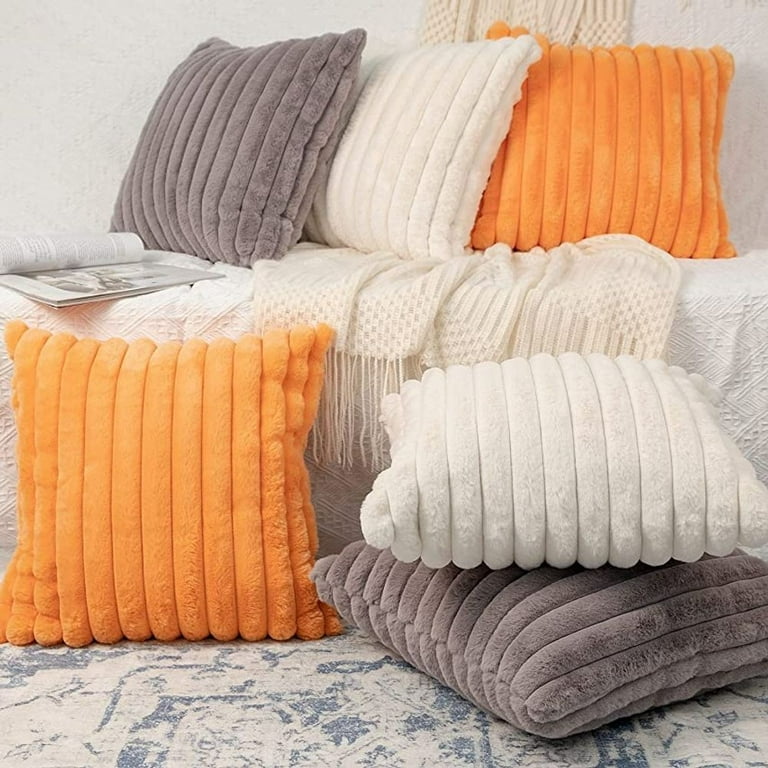 ZWJD Throw Pillow Covers 18x18 Set of 2 Striped Pillow Covers with Fringe  Chic Cotton Decorative Pillows Square Cushion Covers for Sofa Couch Bed
