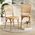 thumbnail image 5 of Baxton Studio Brown Woven Rattan and Wood 2-Piece Cane Dining Chair Set, 5 of 18