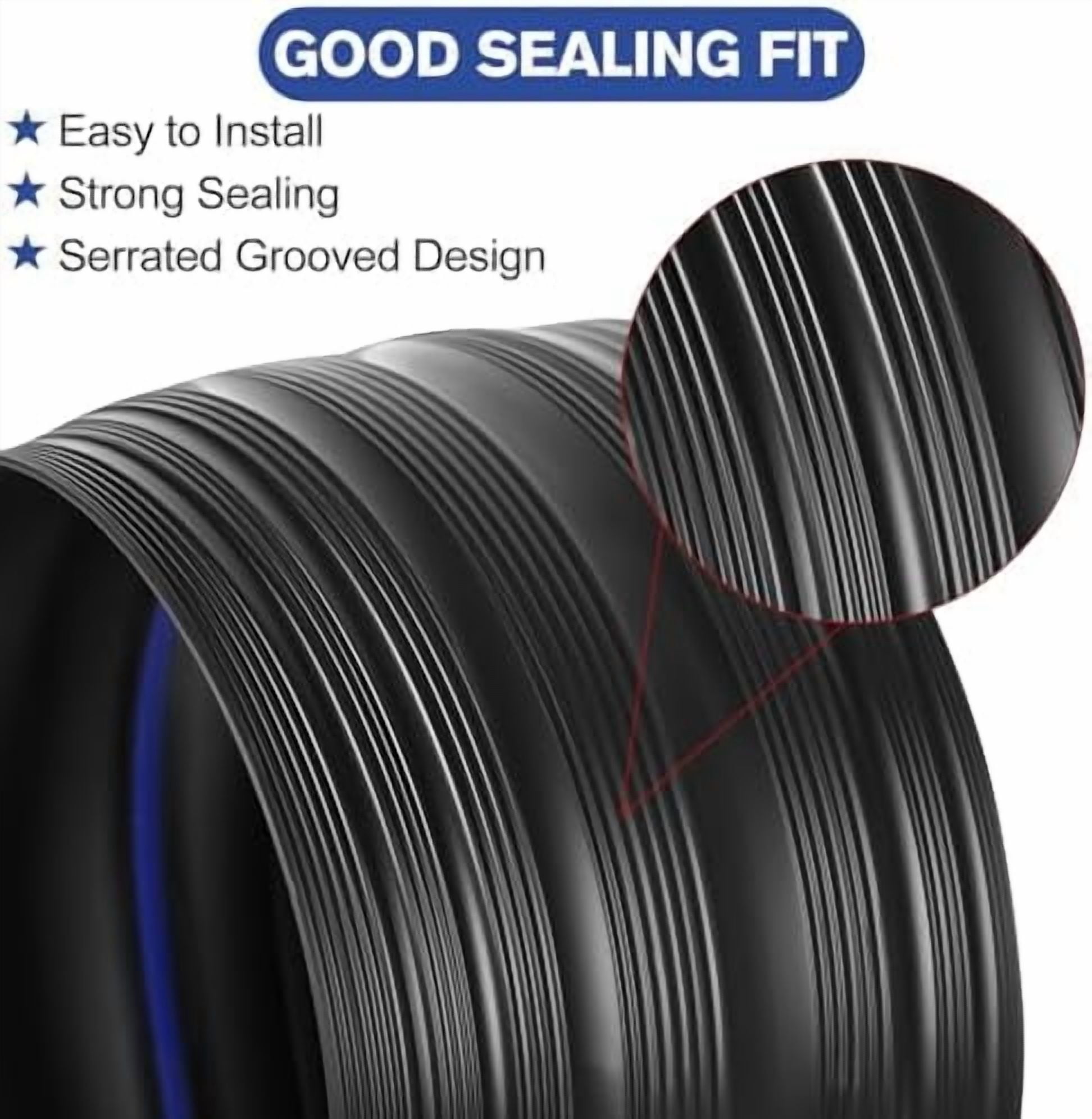 20Ft/6M Universal Garage Threshold Seal Strip with 300ml Black Sealants/Adhesives, Garage Door Bottom Weatherproof Strip Rubber DIY Weather Stripping Replacement (Black-Blue Line)