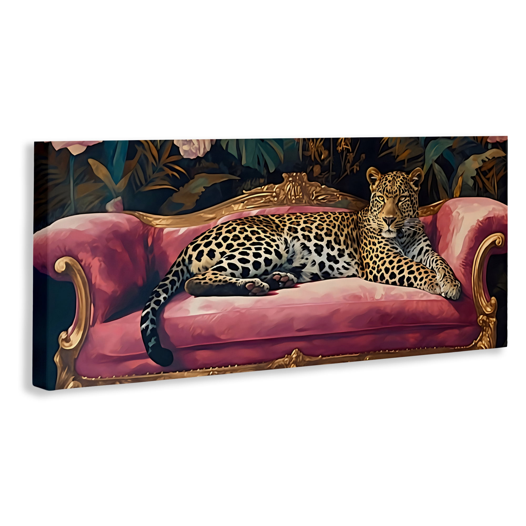 Stupell Industries Regal Relaxation Leopard on Pink Canvas Wall Art, design by Creative Studio