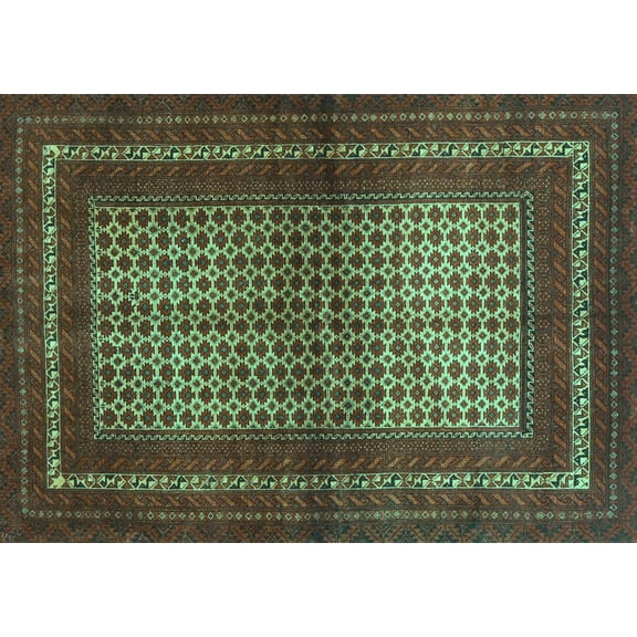 Ahgly Company Machine Washable Indoor Rectangle Persian Turquoise Blue Traditional Area Rugs, 5' x 7'
