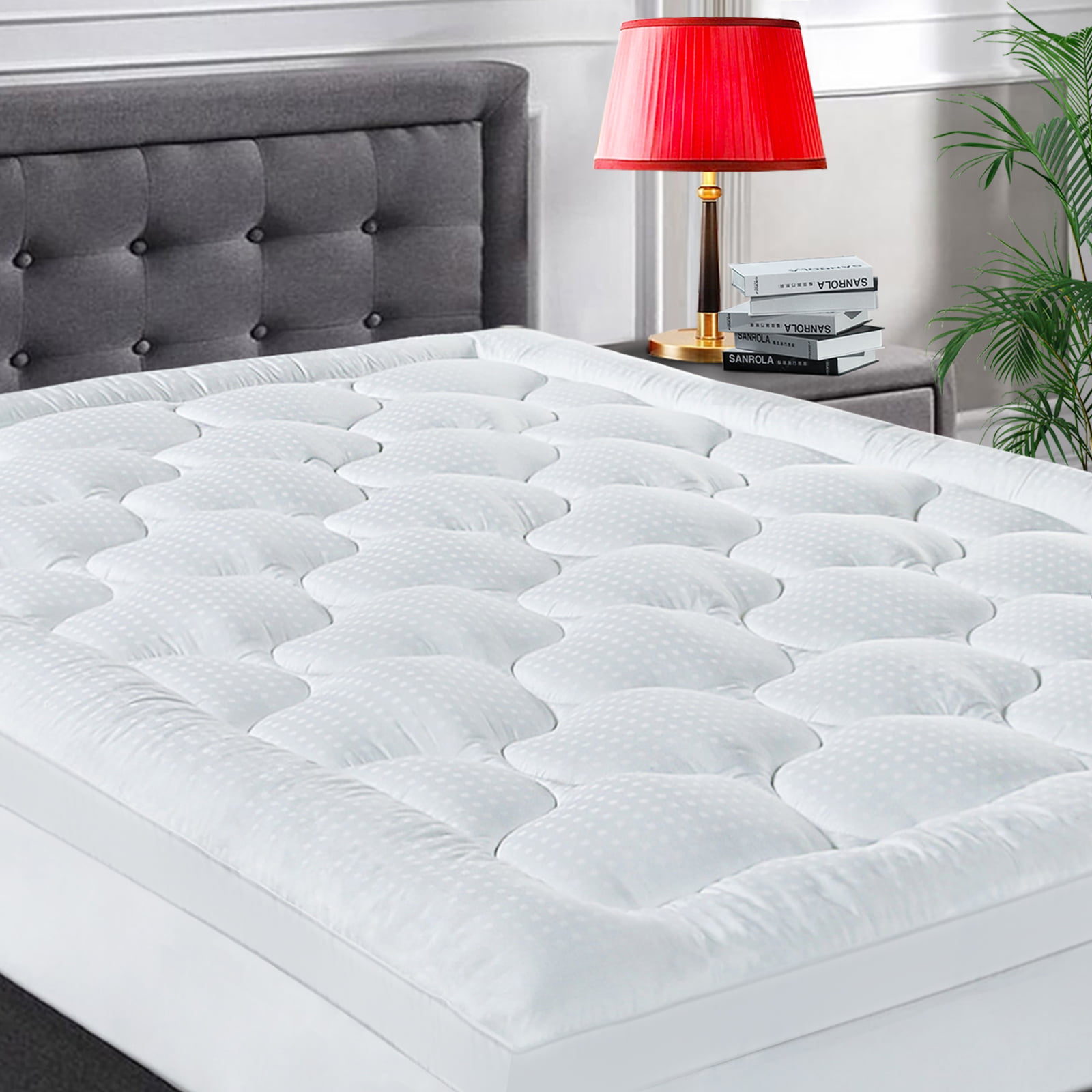 Details about   Plush Mattress Pad Hypoallergenic Polyester Quilted Cover Fitted Deep Pocket New 