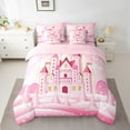 thumbnail image 2 of Manfei Girl Castle Twin Bedding Sets 7 Pieces,Pink Glitter Theme Bedding Comforter Set 7 Pieces,Princess Sheet Sets,Ultra Soft Bedroom Decorative Reversible, 2 of 7