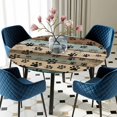 thumbnail image 3 of Dog Paws Printed Round Fitted Tablecloth with Elastic Edge, Waterproof Table Cloth Table Cover for 45"-54" Tables, Vintage Teal Brown Wooden Farmhouse Tablecloths for Dining Picnic Indoor Outdoor, 3 of 9
