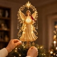 thumbnail image 5 of Christmas Tree Topper, 2D Flat Tree Top Decoration for Holiday Decor, Star and Moon Design with Warm LED Lights and Hanging Pendants for Christmas Tree （Angel A）, 5 of 5