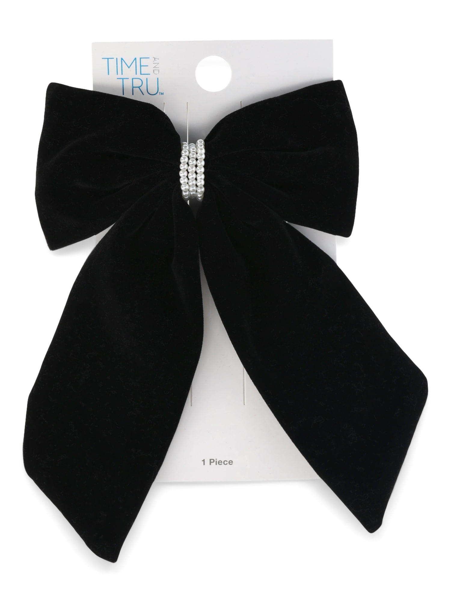 Time and Tru Women's Velvet Bow Hair Barrette Clip with Faux