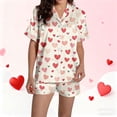 thumbnail image 6 of Vetsdori Womens Short Sleeve PJ Sets Sleepwear 2 Pieces Homewear Button up Shorts & Top,Heart Print Pockets Loungewear Casual Summer Pajamas for Women Soft, 6 of 8