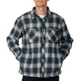 thumbnail image 5 of Alpine Swiss Mens Josh Fleece-Lined Flannel Jacket Heavyweight Snap Button Plaid Shirt Shacket Warm Winter Outerwear BLGY MED, 5 of 7