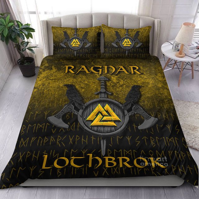 Juego de Cama Vikingo Ragnar Lothbrok Ragnar Lodbrok Guerrero Vikingo Versión Oro