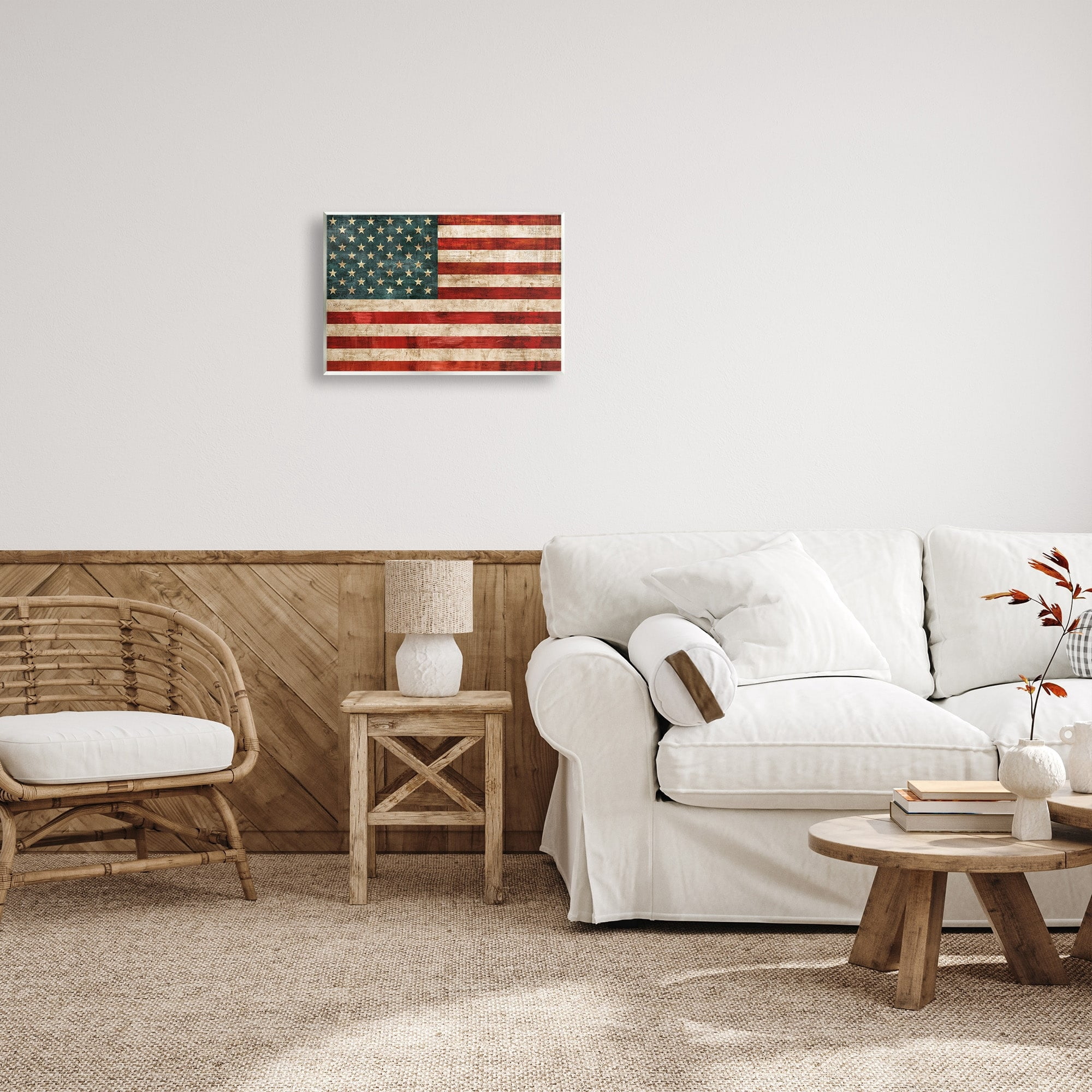 Stupell Industries US American Flag Wood Textured Design Wall Plaque by Luke Wilson