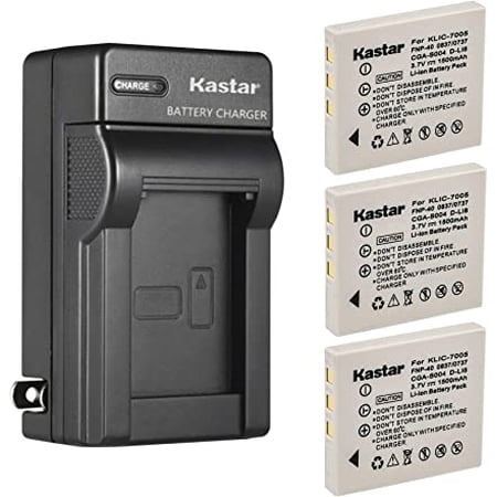 Kastar 3-Pack Battery and AC Wall Charger Replacement for Prosio SlimNeo XT1600 Strato DC2007 Technika SH-Z735 Revue DC 600 Slim DC 5600 Slim Rollei DA10 DB60 DP60 DX63 DX68 Tribute DT6