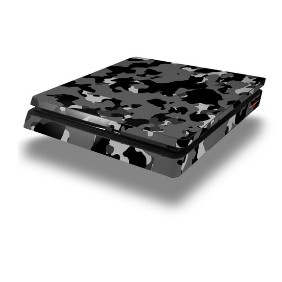 Vinyl Decal Skin Wrap compatible with Sony PlayStation 4 Slim Console WraptorCamo Old School Camouflage Camo Black (PS4 NOT INCLUDED)