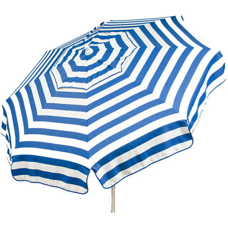 DestinationGear Italian 6' Umbrella Acrylic Stripes Blue and White Patio Pole