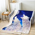 thumbnail image 2 of Howling Wolf Blanket for Adults Teens, Galaxy Moon 40"X50" Fleece Blanket for Teen White Wolves Pattern Decor Fuzzy Blanket for Bed Sofa, Blue Moonlight Stars Wolf, 2 of 4