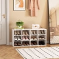 thumbnail image 6 of Shoe Storage Bench, Cubby Shoe Rack with 12 Cubbies, 3-Tier Wood Shoe Rack Organizer, Shoe Organizer Cabinet for Entryway, Hallway, Closet and Garage, White, 6 of 8