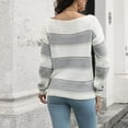 thumbnail image 5 of Striped Sweater for Women Round Neck Long Sleeve Hollow Out Block Color Patchwork Knits Tops Trendy Casual Knit Sweater, 5 of 6