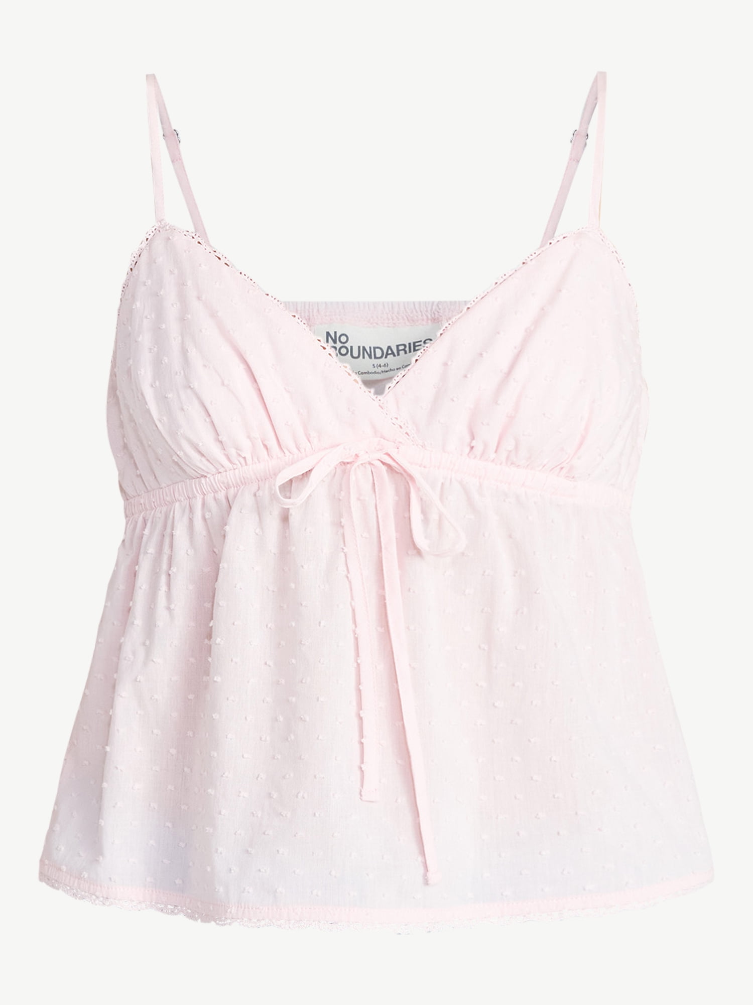 No Boundaries Cotton Babydoll Cami with Crochet Trim, Women’s