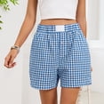 thumbnail image 4 of CIENVNSTG Womens Cute Lounge Sleep Shorts Y2k Plaid Pajama Bottoms Elastic Boxers Streetwear Dark Blue M, 4 of 5