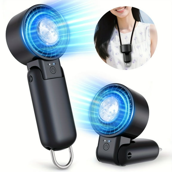 Portable Handheld Fan, 5200mAh Personal Fan with LED Display, 3-in-1 180° Foldable Mini Fan, 6 Speeds, Table Fan Rechargeable Handheld Fan with Lanyard