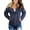 Blue, variant on luvamia Women Parka Coat Pockets Quilted Puffer Jacket with Faux Fur Lapel, Size S-2XL