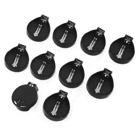 10pcs Black Round Button Battery Holder Case 3V for CR2032 2025