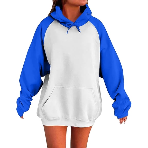 Oversize Hoodie for Women Fall Patchwork Long Sleeve Warm with Pocket 2026 Fall Trendy Outfits