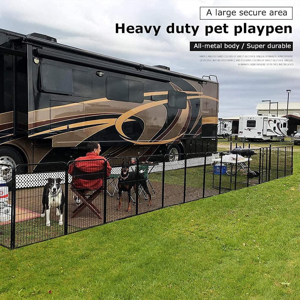 Heavy Duty Pet Playpen 16 Panels 24" Folding Metal Dog Exercise Pen Extra Large Indoor Outdoor Dog Fence with Door Dog Crate Cage Kennel Pet Enclosure for Small-Large Animal