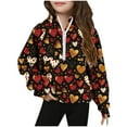 thumbnail image 2 of Xdegoge Girls Heart Print Half Zip Sweatshirts - Cute Valentine's Day Outfit for Kids Toddler Long Sleeve Pullover Sweatshirts Holiday Party Clothes, 2 of 5