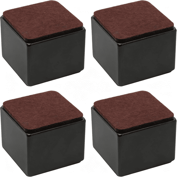HBMYN 4 Pcs Self-Adhesive Furniture Bed Risers, Risers for Furniture Without Legs, Black, 2" Height
